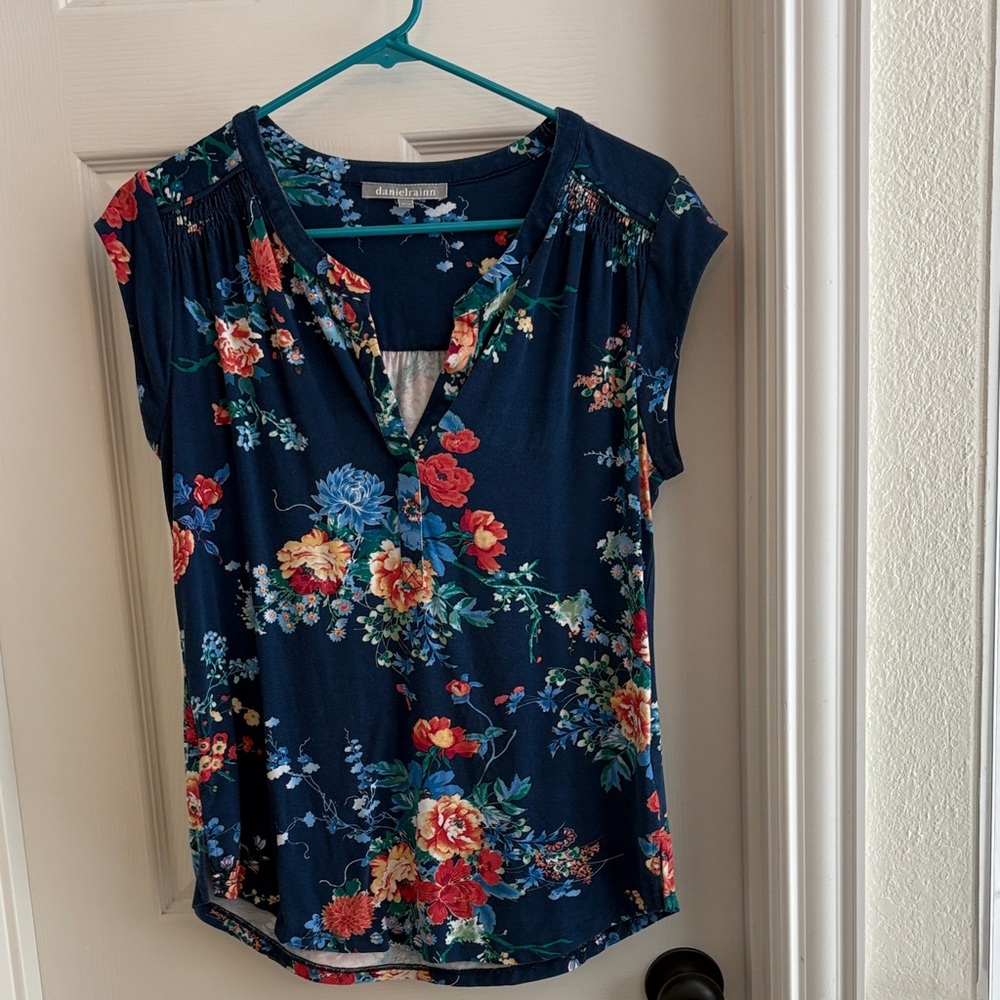 Daniel Rainn Floral Blouse - Blue and Multicolor